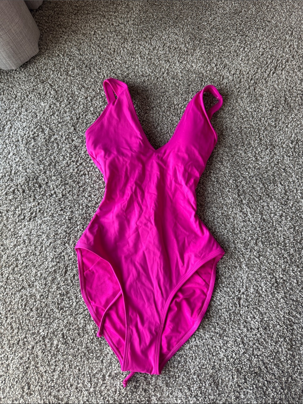Women's One-Piece Swimsuit in Bright Magenta - V-Neck Style